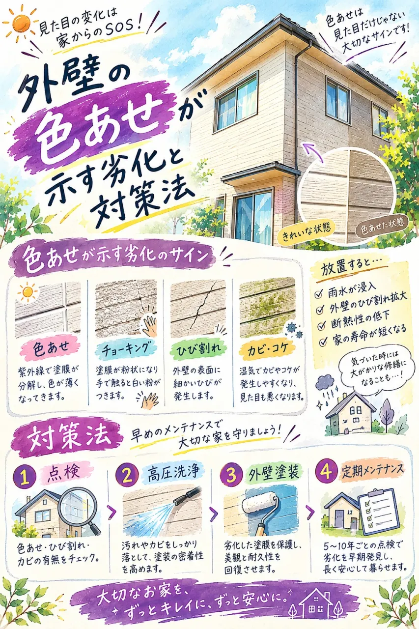 外壁の色あせが示す劣化と対策法