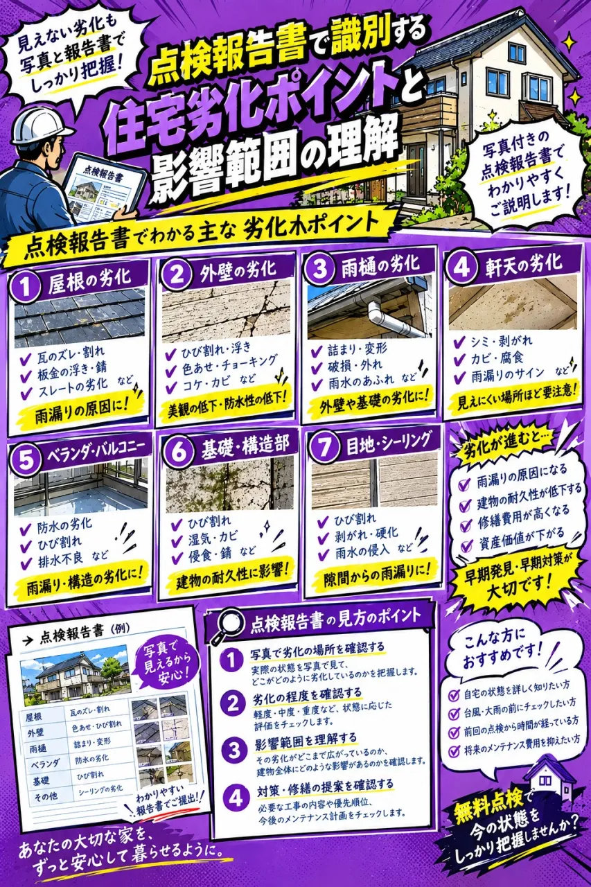 点検報告書で識別する住宅劣化ポイントと影響範囲の理解