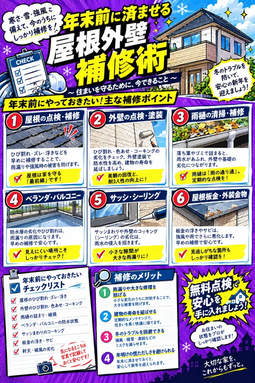 年末前に済ませる屋根外壁補修術